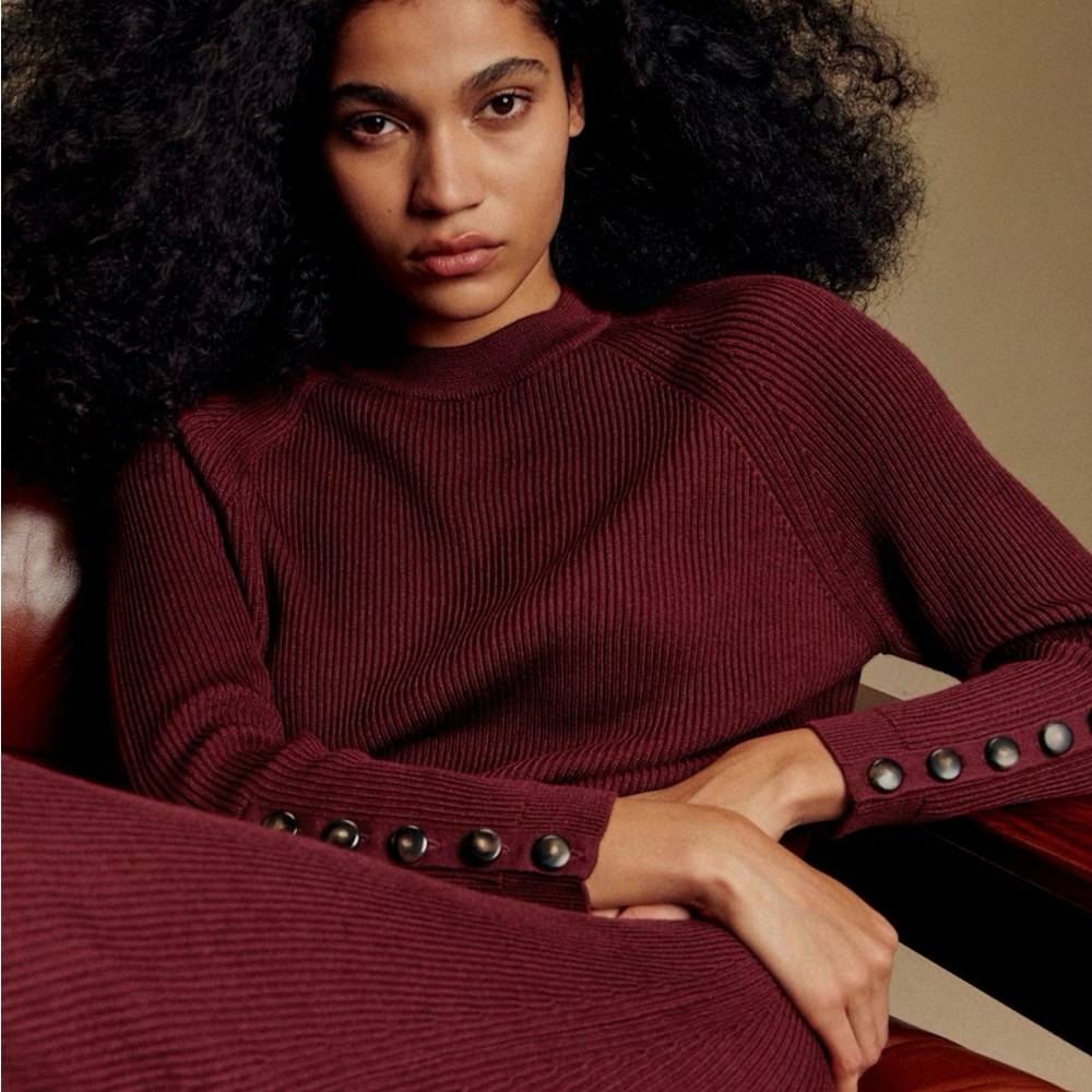 Sezane Burgundy Sami Sweater Sz S